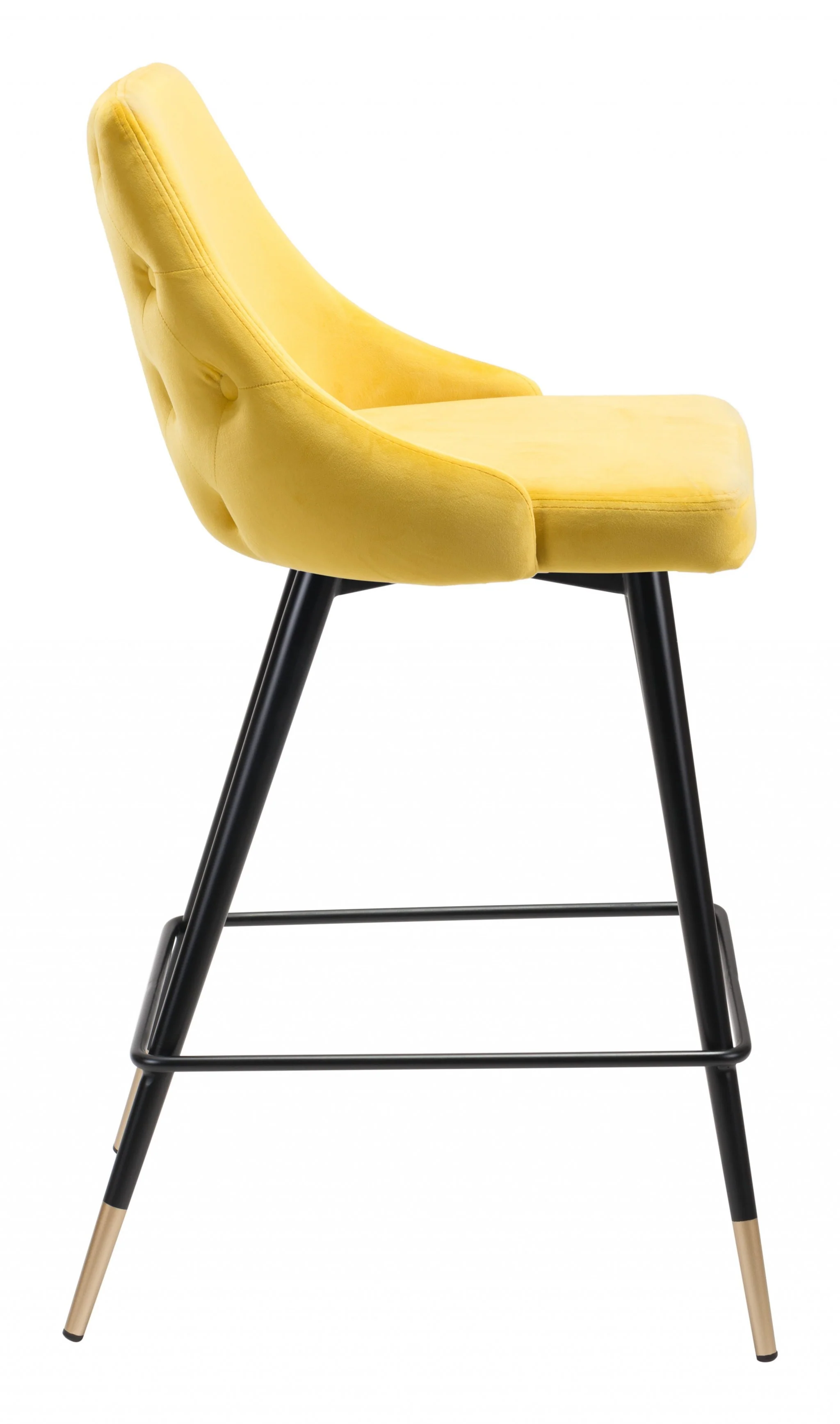 36" Yellow And Black Steel Low Back Counter Height Bar Chair With Footrest By Homeroots - Image 2