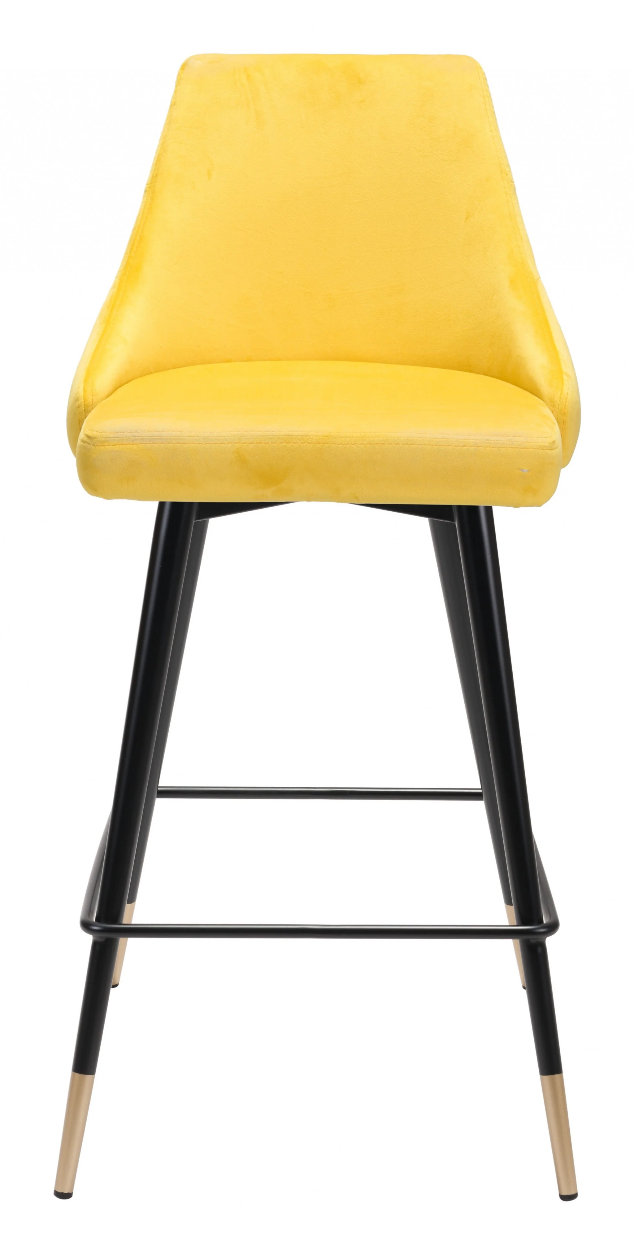 36" Yellow And Black Steel Low Back Counter Height Bar Chair With Footrest By Homeroots - Image 3