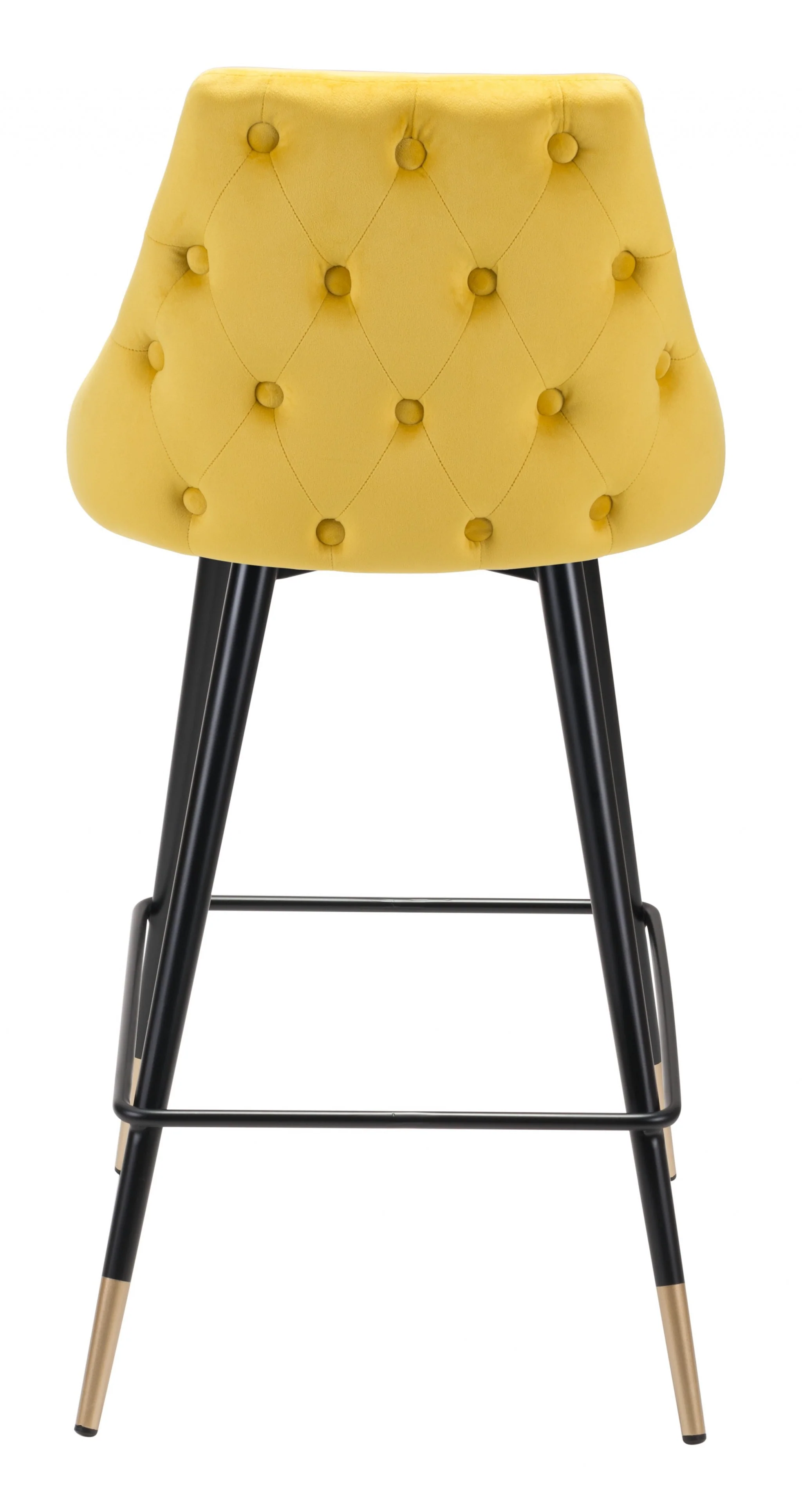 36" Yellow And Black Steel Low Back Counter Height Bar Chair With Footrest By Homeroots - Image 4