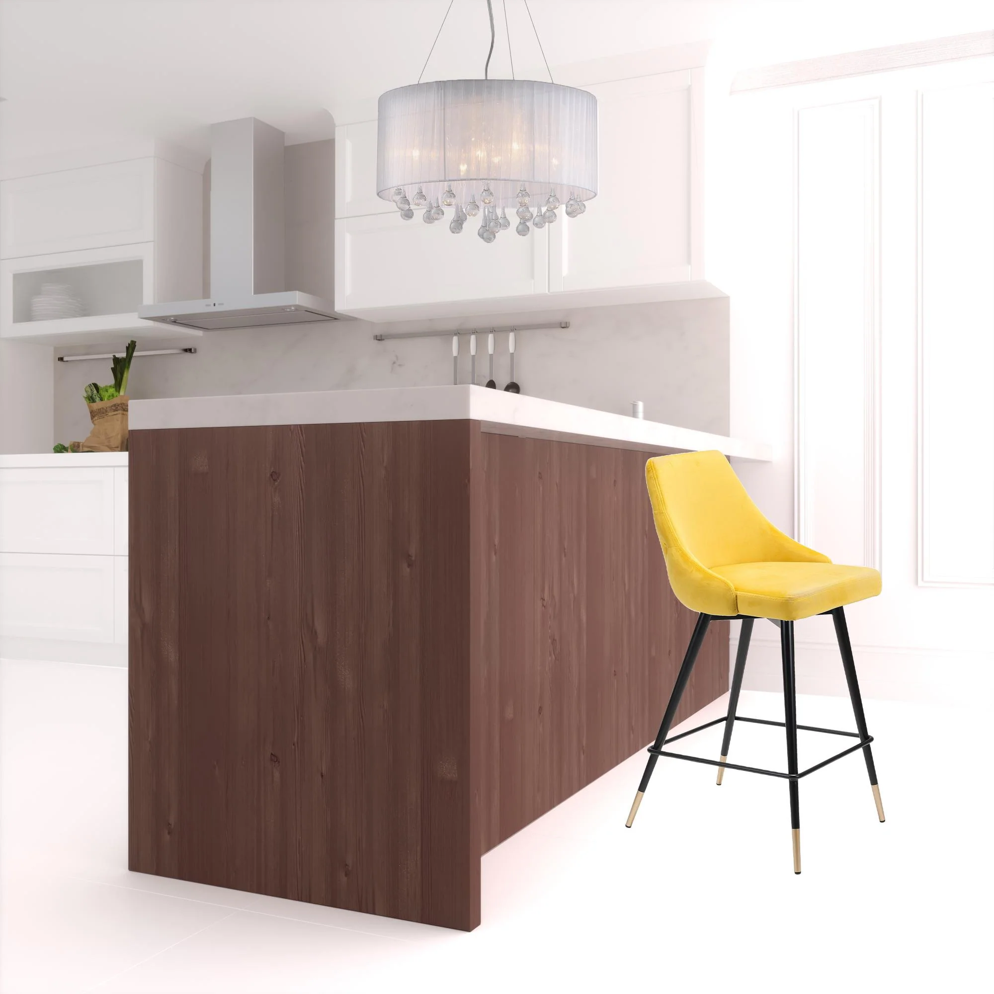 36" Yellow And Black Steel Low Back Counter Height Bar Chair With Footrest By Homeroots - Image 5