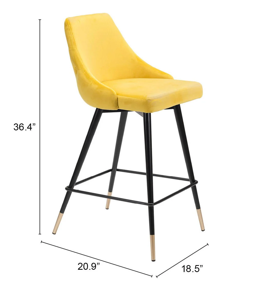 36" Yellow And Black Steel Low Back Counter Height Bar Chair With Footrest By Homeroots - Image 7