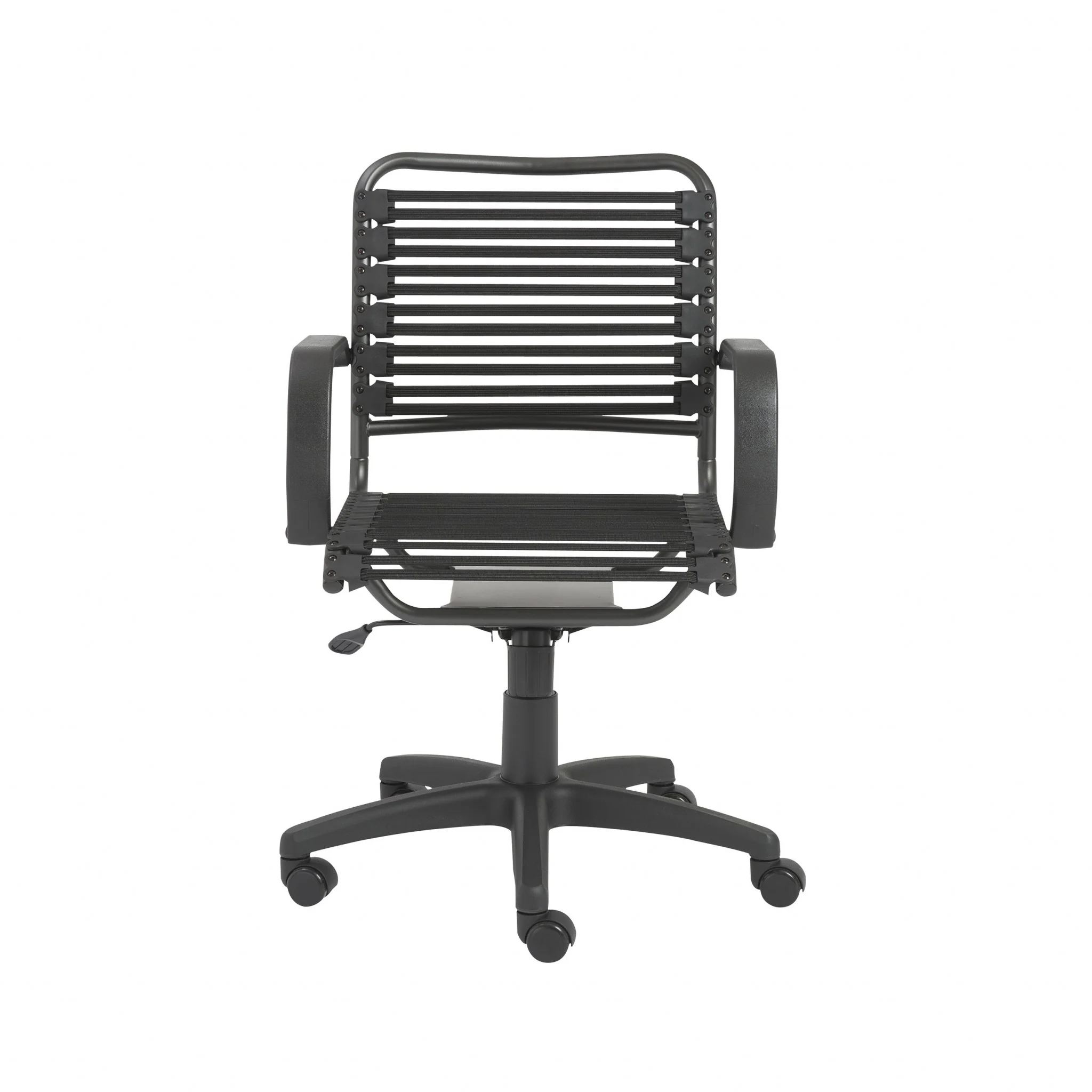 37" All Black Flat Bungee Cord Mid Back Office Chair By Homeroots - Image 2