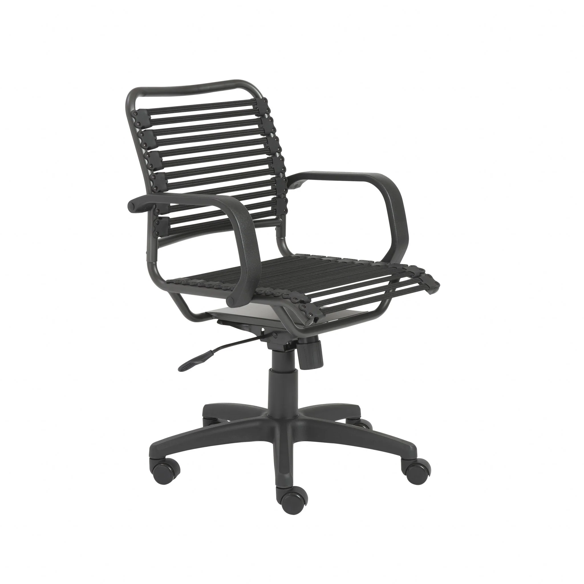 37" All Black Flat Bungee Cord Mid Back Office Chair By Homeroots - Image 3
