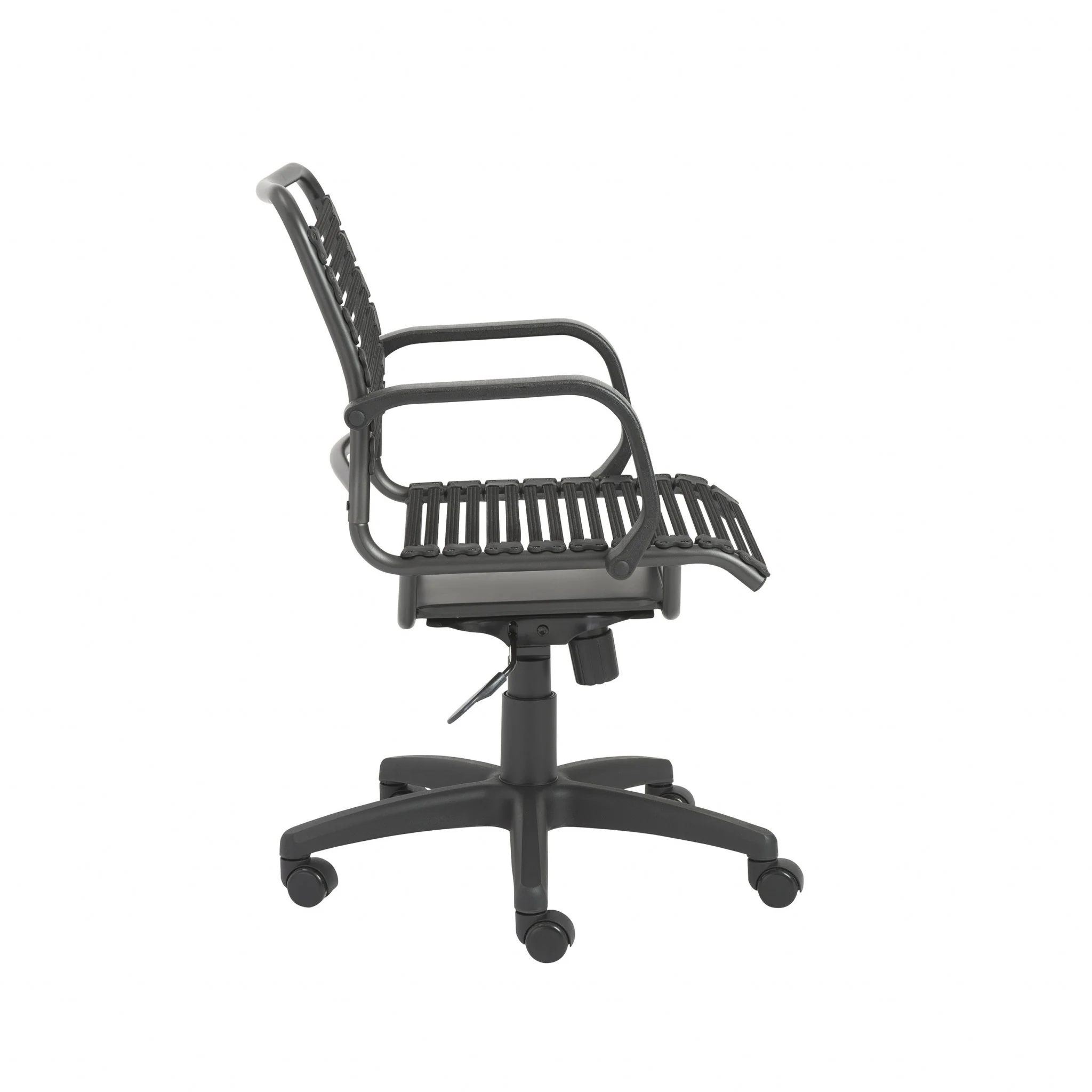 37" All Black Flat Bungee Cord Mid Back Office Chair By Homeroots - Image 4