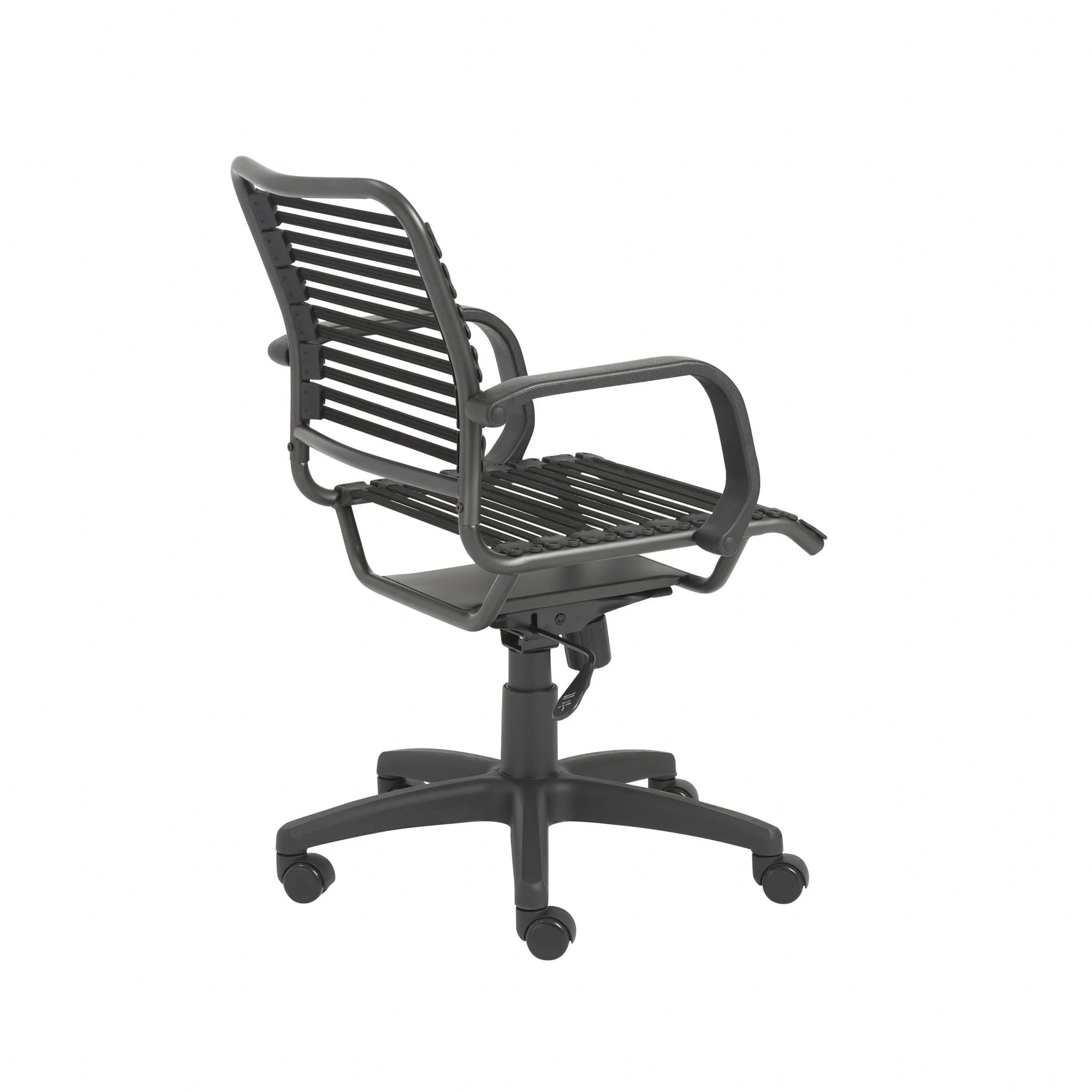 37" All Black Flat Bungee Cord Mid Back Office Chair By Homeroots - Image 5