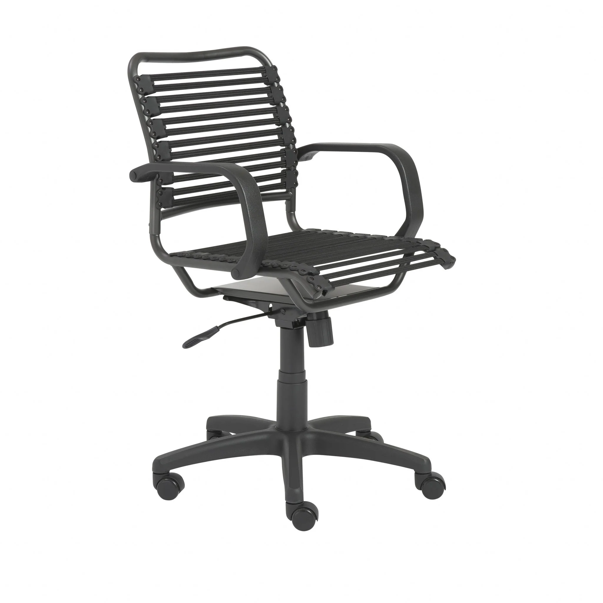 37" All Black Flat Bungee Cord Mid Back Office Chair By Homeroots - Image 6
