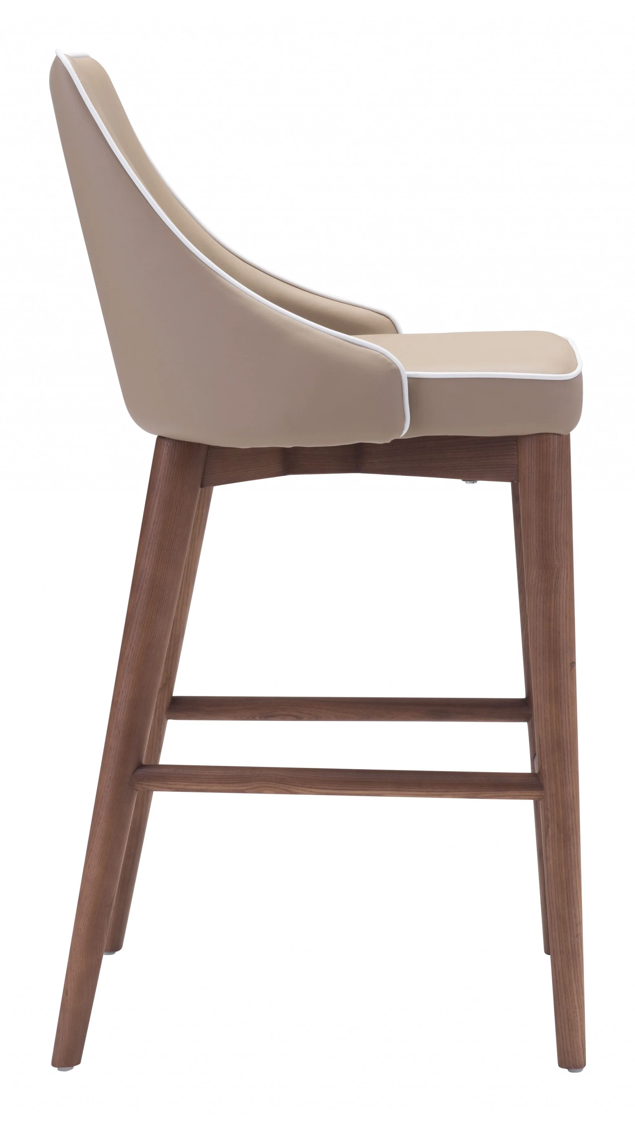 37" Beige And Brown Solid Wood Low Back Counter Height Bar Chair With Footrest By Homeroots - Image 2