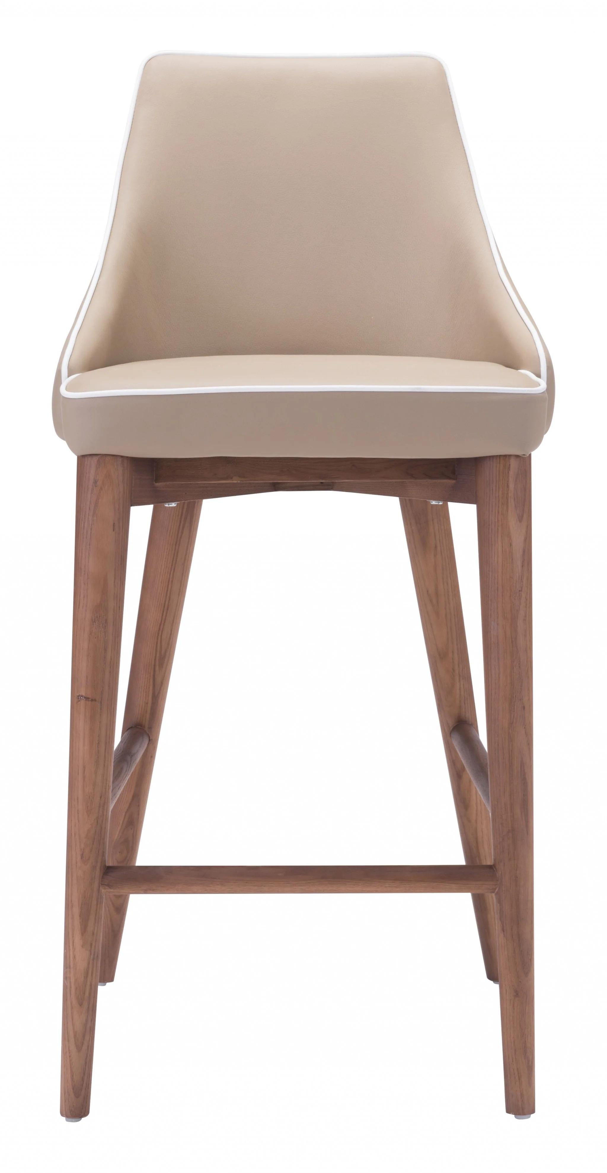 37" Beige And Brown Solid Wood Low Back Counter Height Bar Chair With Footrest By Homeroots - Image 3