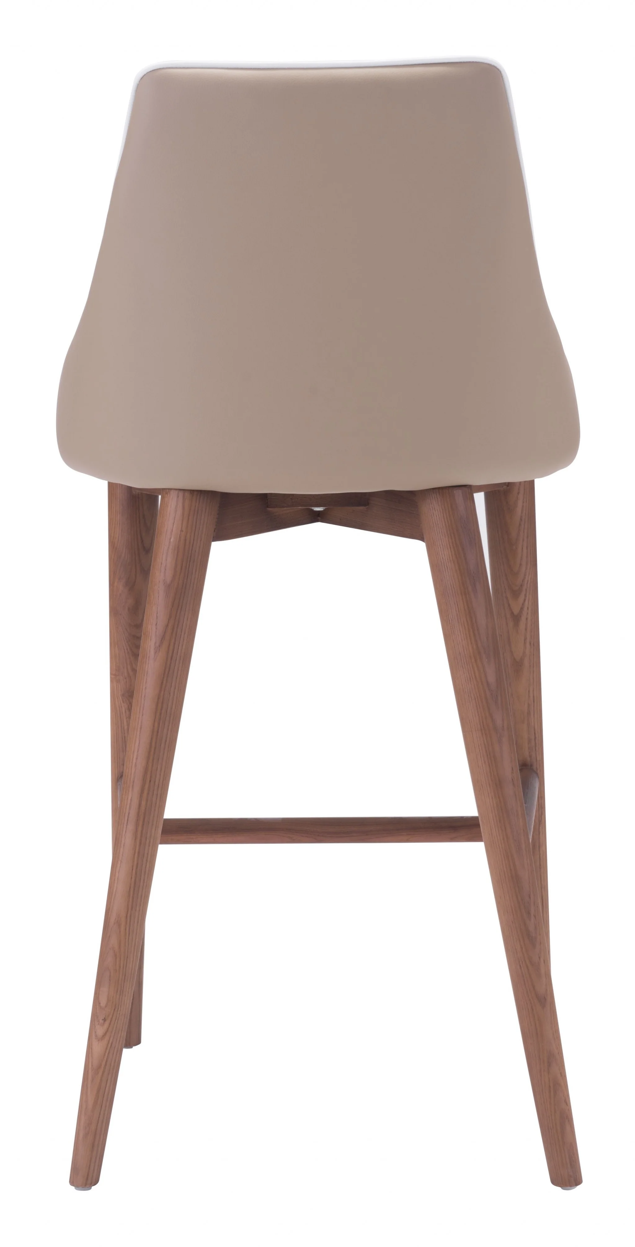 37" Beige And Brown Solid Wood Low Back Counter Height Bar Chair With Footrest By Homeroots - Image 4
