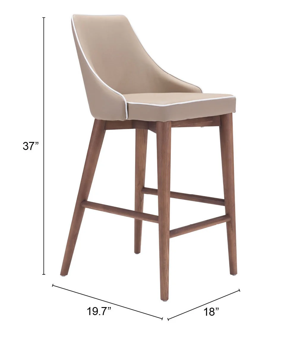 37" Beige And Brown Solid Wood Low Back Counter Height Bar Chair With Footrest By Homeroots - Image 6