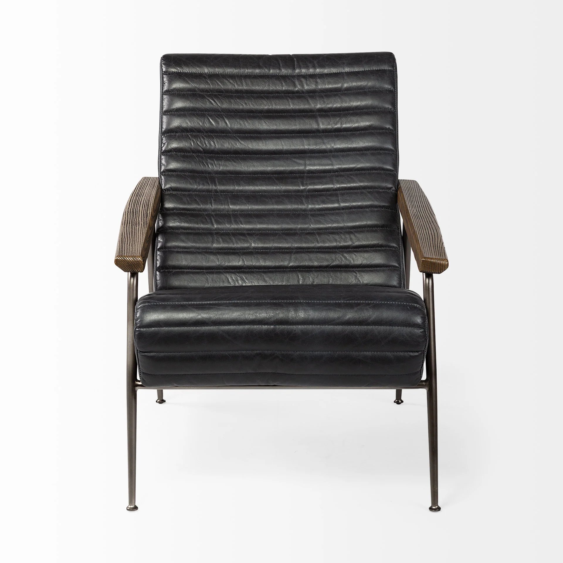 37" Black And Brown Faux Leather Lounge Chair By Homeroots - Image 2