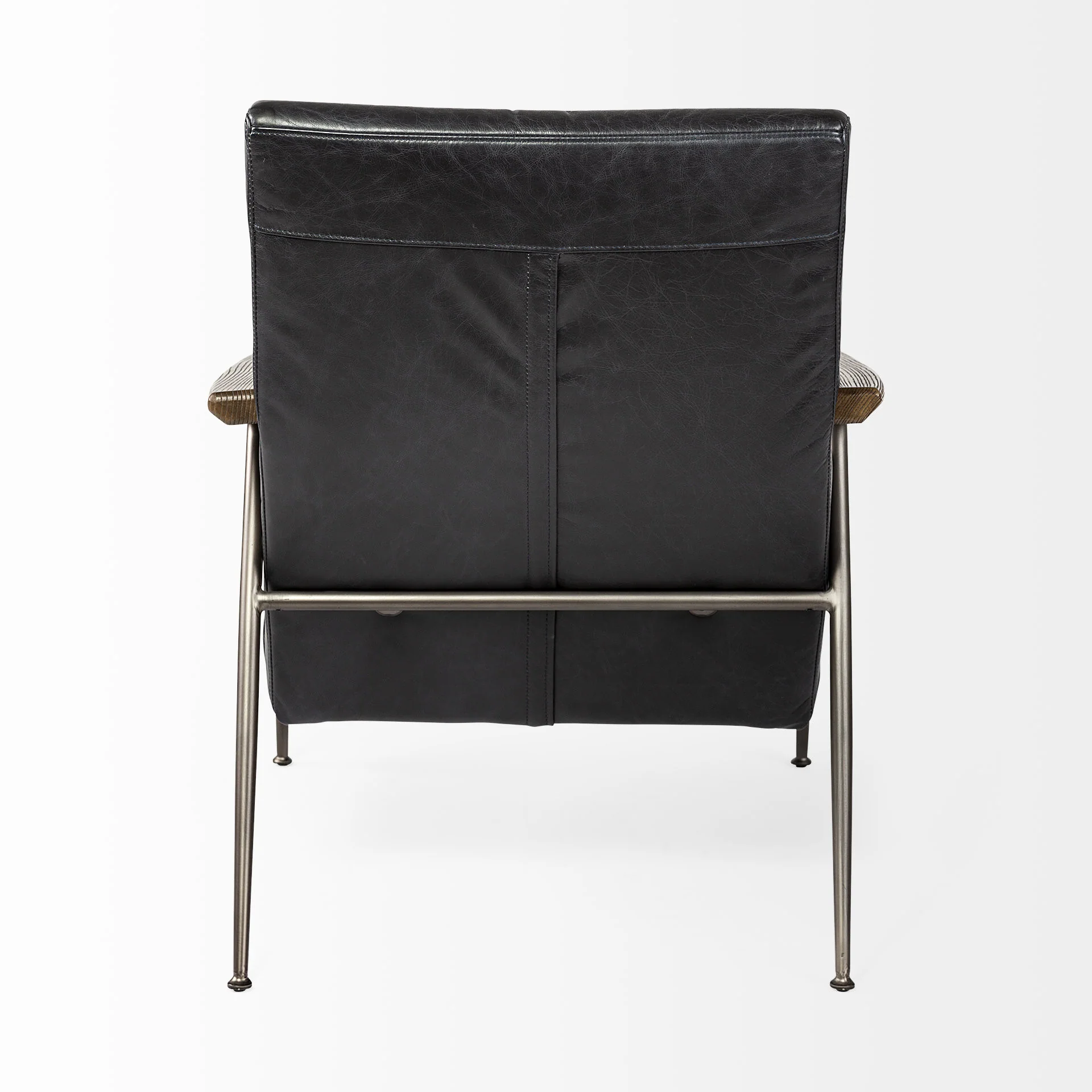 37" Black And Brown Faux Leather Lounge Chair By Homeroots - Image 4
