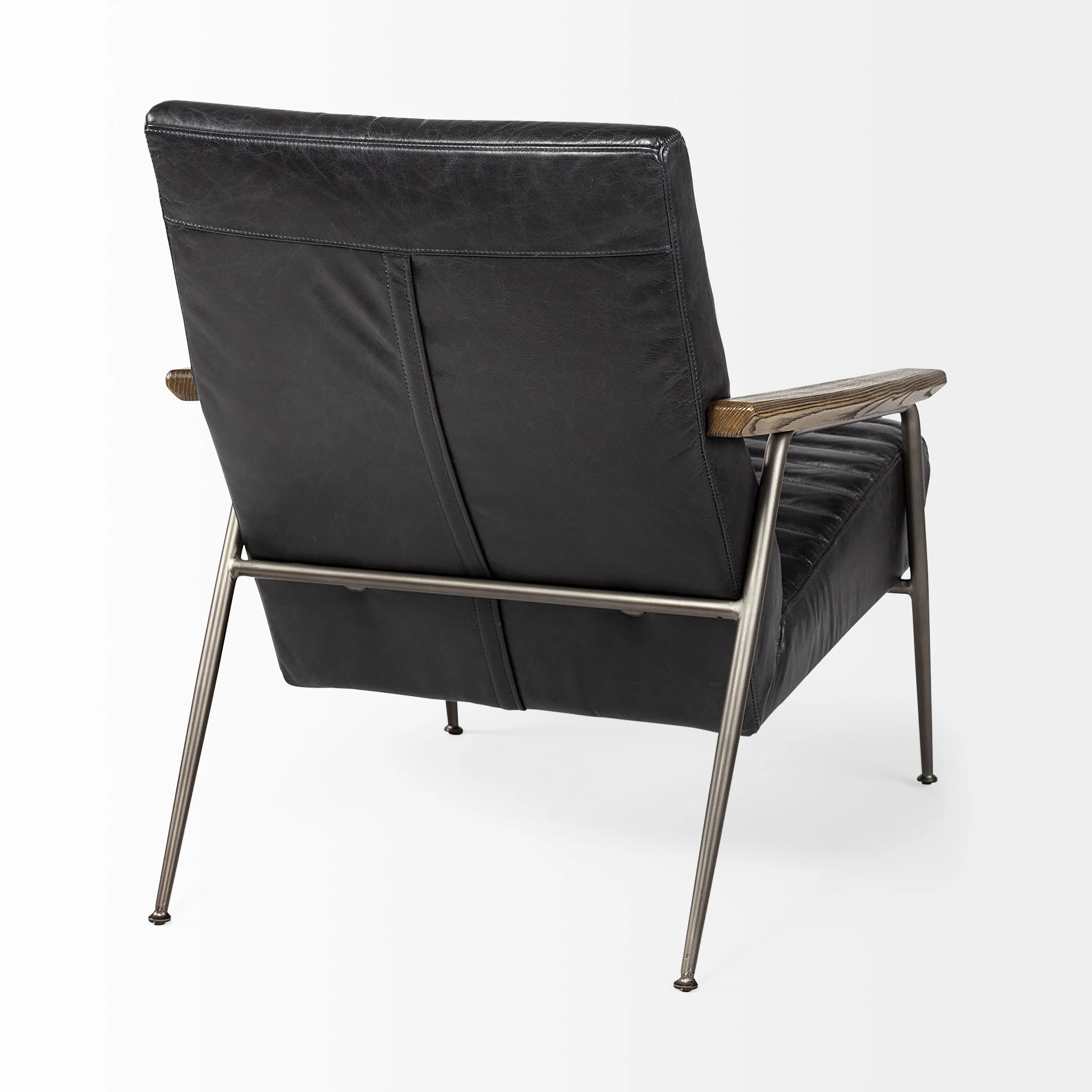 37" Black And Brown Faux Leather Lounge Chair By Homeroots - Image 5