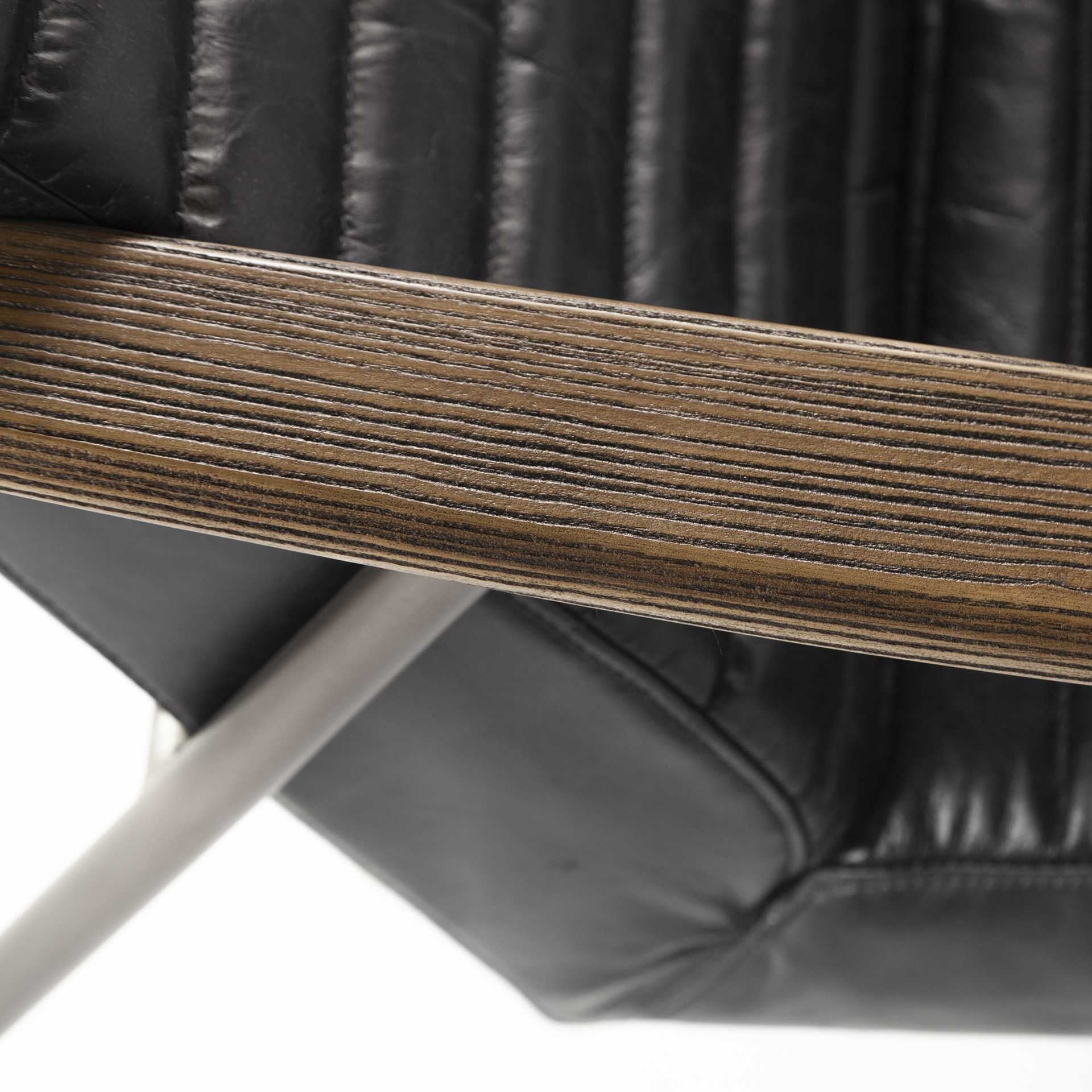 37" Black And Brown Faux Leather Lounge Chair By Homeroots - Image 6