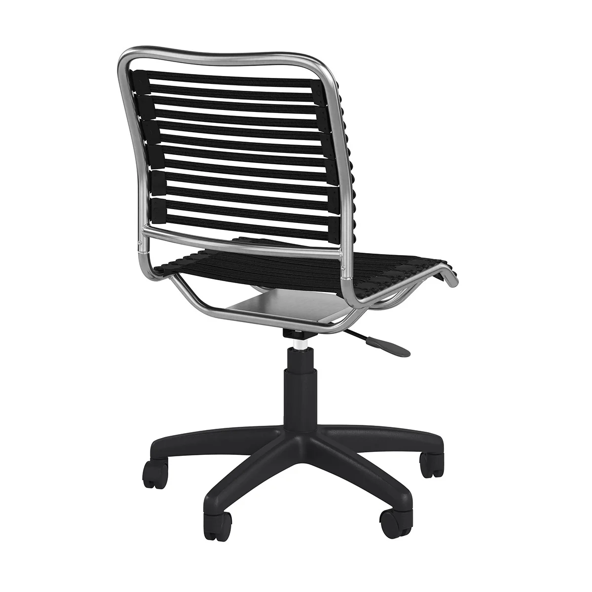 37" Black and Chrome Flat Bungee Cord Low Back Office Chair By Homeroots - Image 5