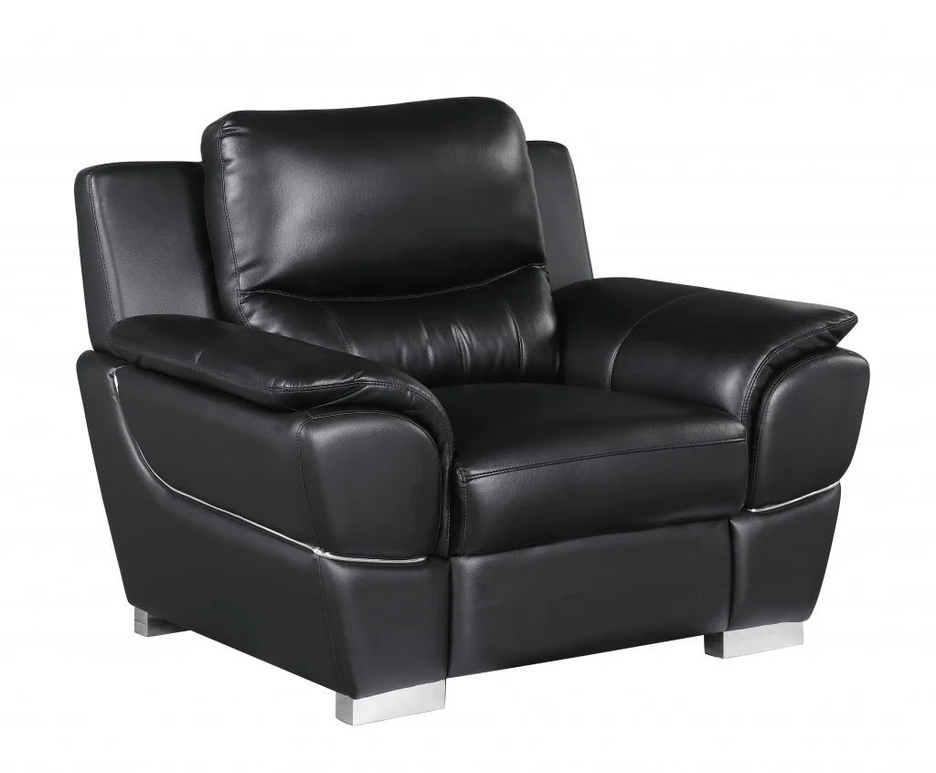 37" Black Chic Leather Recliner Chair By Homeroots - Image 2