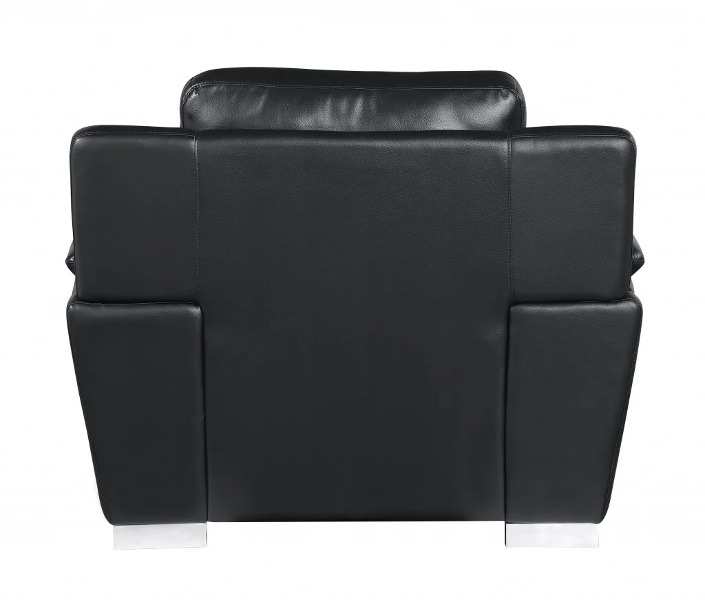 37" Black Chic Leather Recliner Chair By Homeroots - Image 3