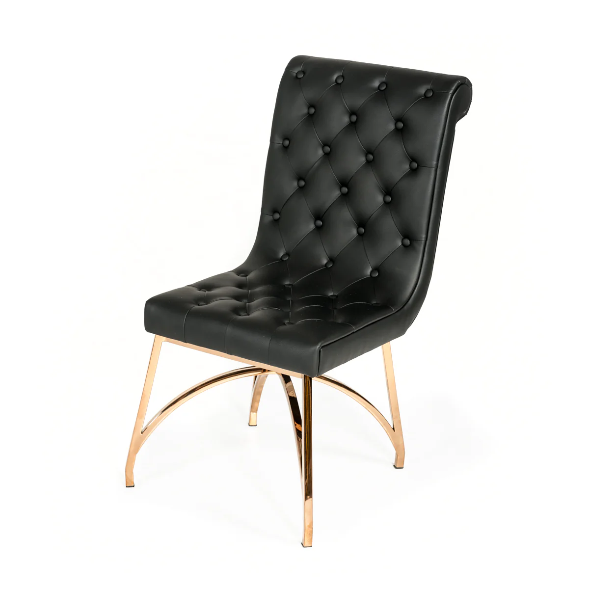 37' Black Leatherette And Rosegold Stainless Steel Dining Chair By Homeroots - Image 2