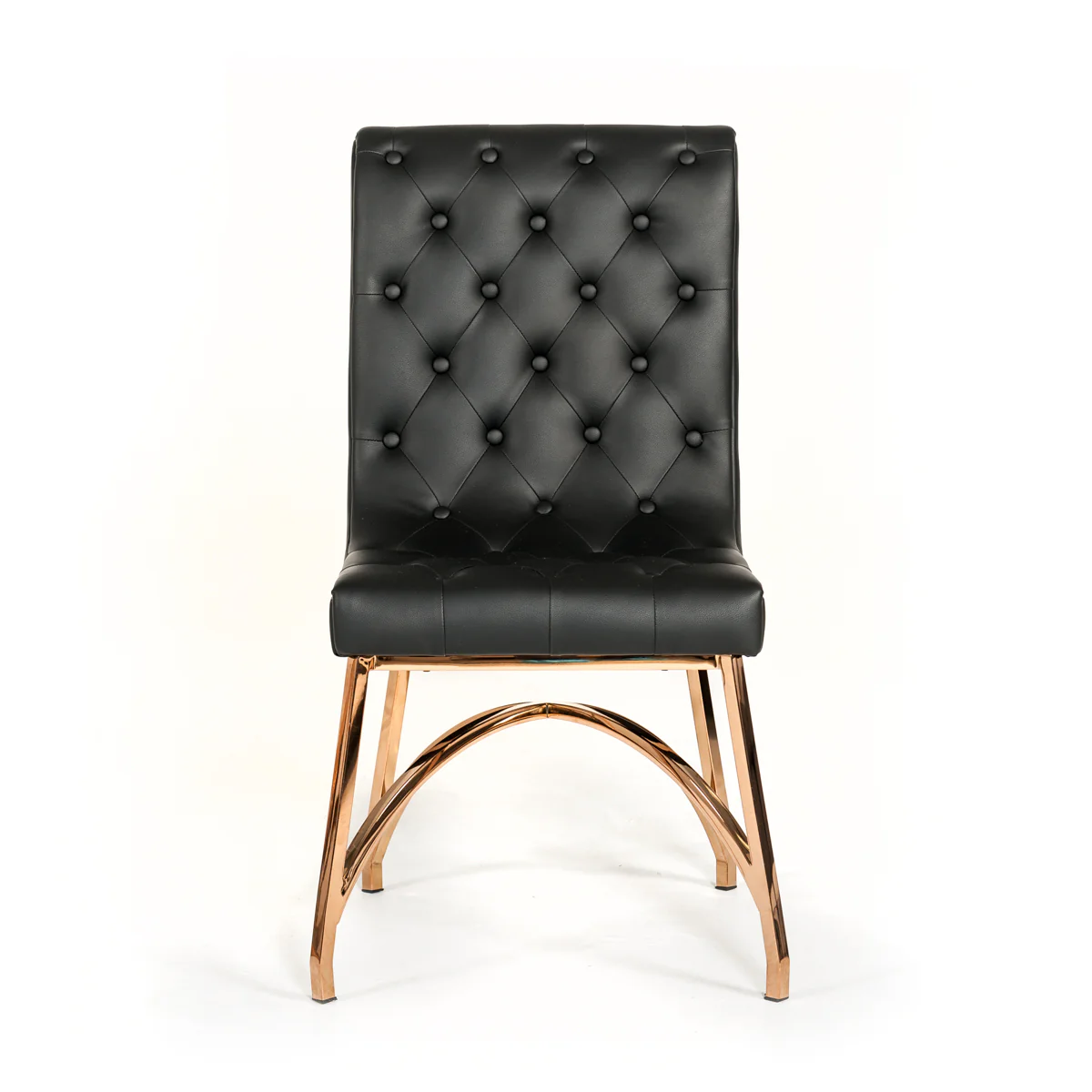 37' Black Leatherette And Rosegold Stainless Steel Dining Chair By Homeroots - Image 3