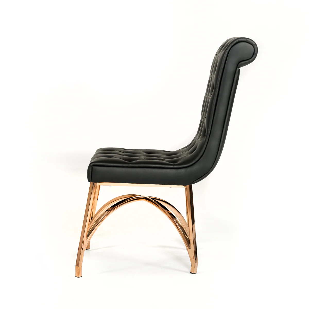 37' Black Leatherette And Rosegold Stainless Steel Dining Chair By Homeroots - Image 4