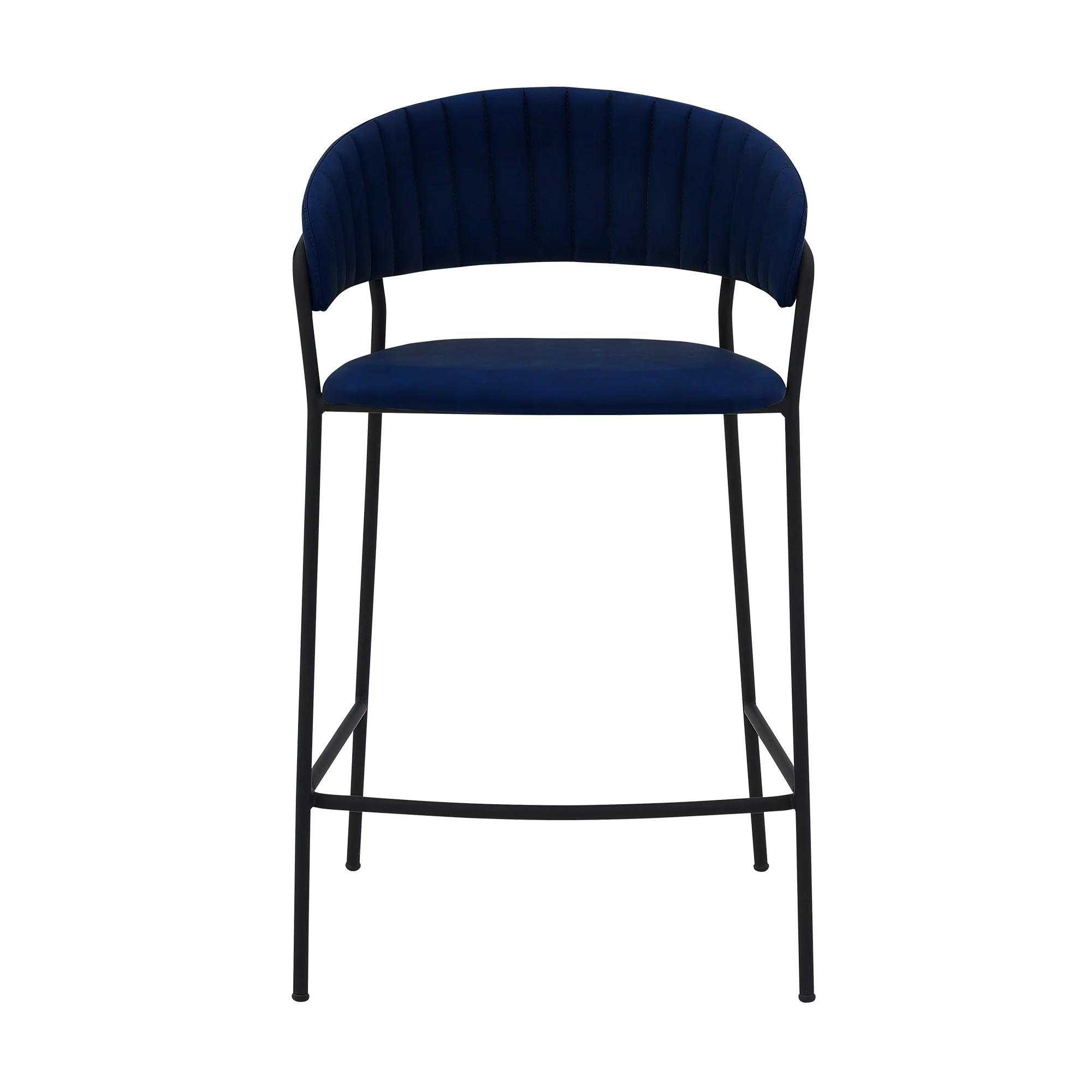37" Blue Faux Leather And Iron Low Back Counter Height Bar Chair By Homeroots - Image 2
