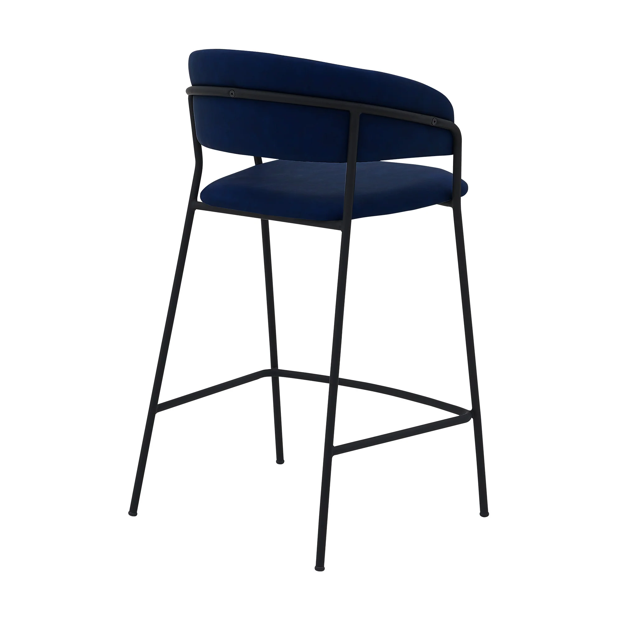 37" Blue Faux Leather And Iron Low Back Counter Height Bar Chair By Homeroots - Image 3