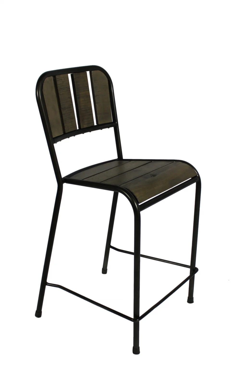 37" Brown And Black Retro Reclaimed Wood and Metal Counter Height Bar Chair By Homeroots - Image 2