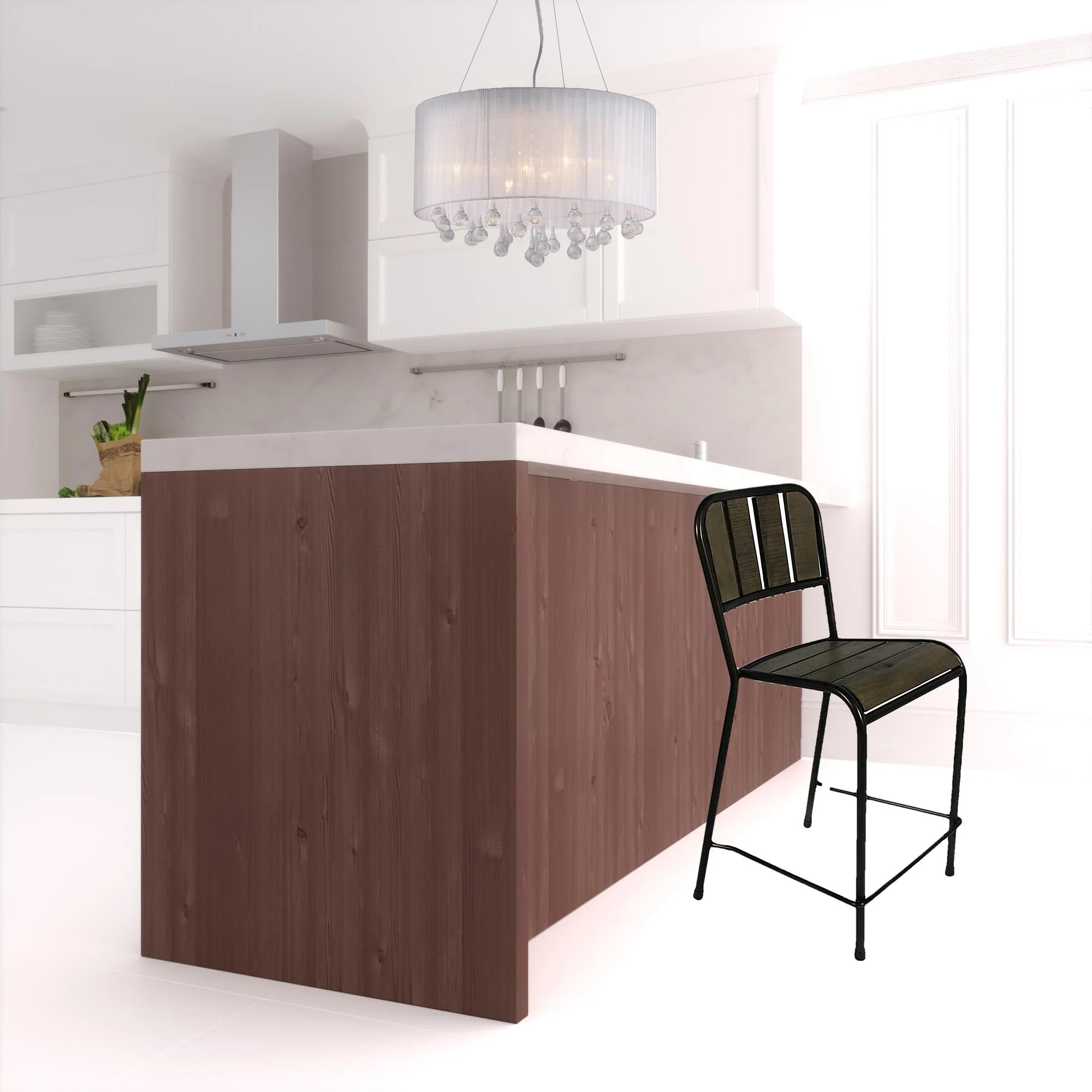 37" Brown And Black Retro Reclaimed Wood and Metal Counter Height Bar Chair By Homeroots - Image 3