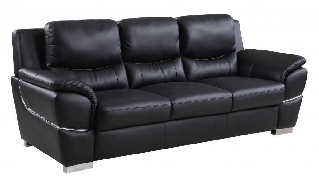 37" Chic Black Leather Sofa By Homeroots - Image 2