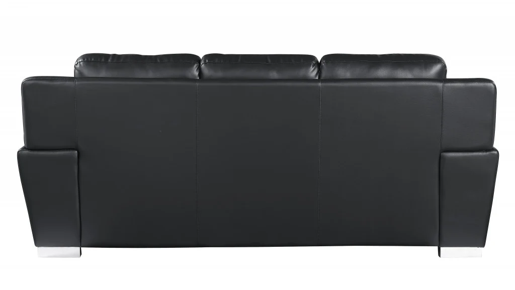 37" Chic Black Leather Sofa By Homeroots - Image 3