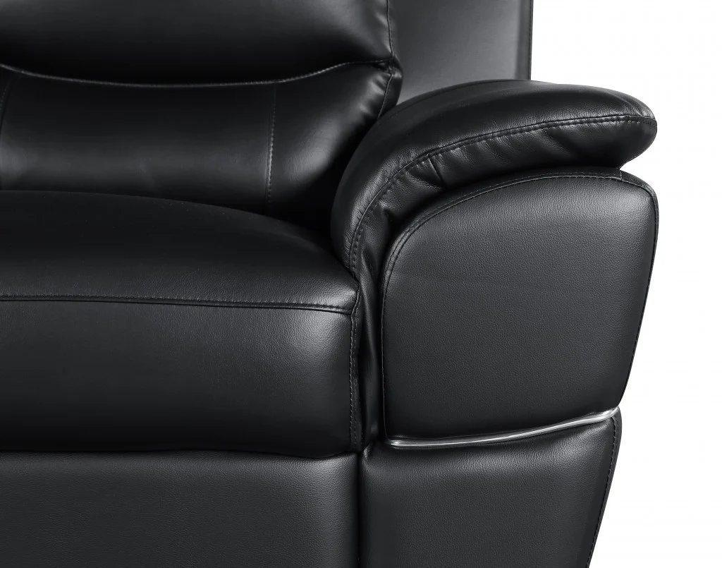 37" Chic Black Leather Sofa By Homeroots - Image 4