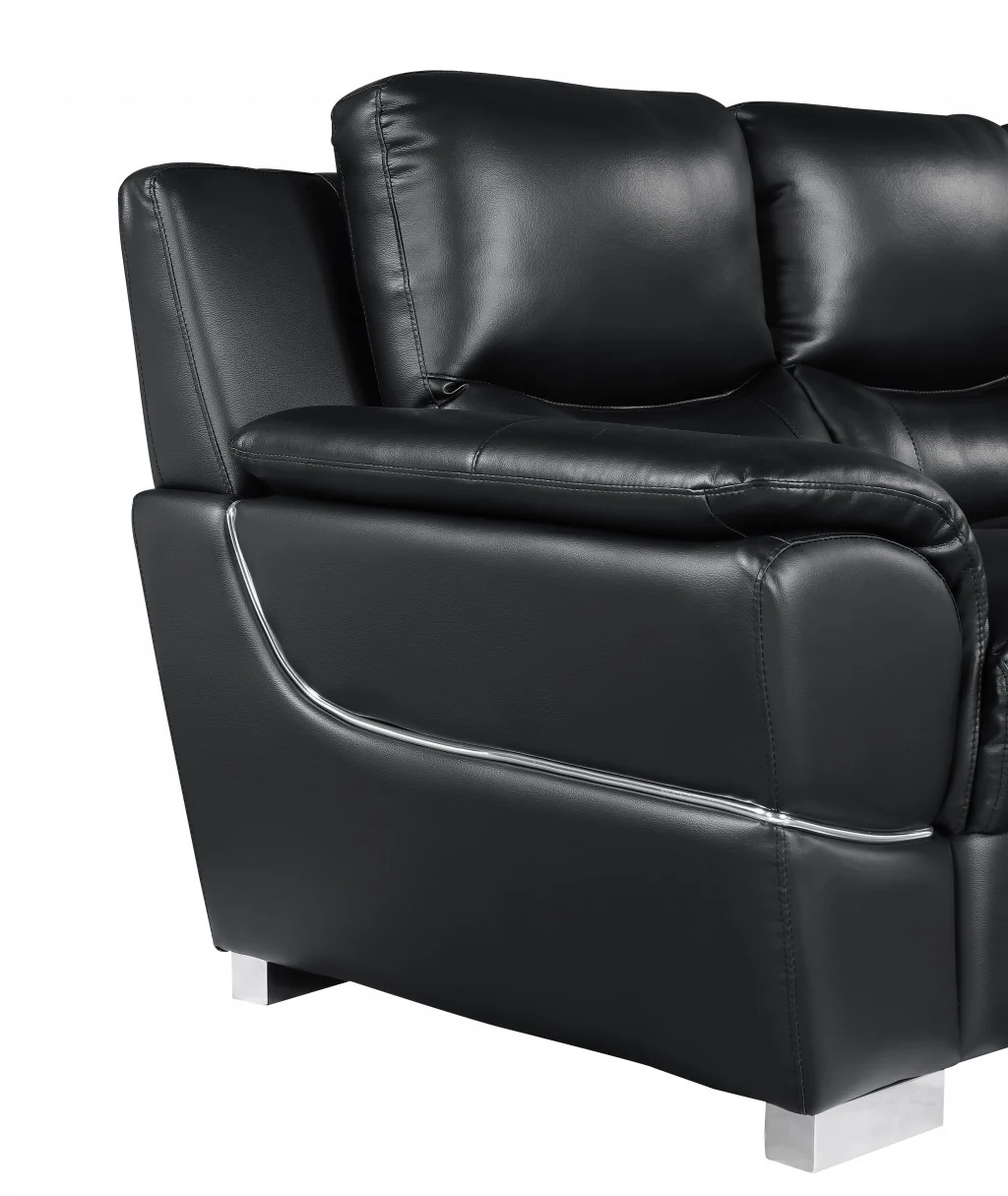 37" Chic Black Leather Sofa By Homeroots - Image 5