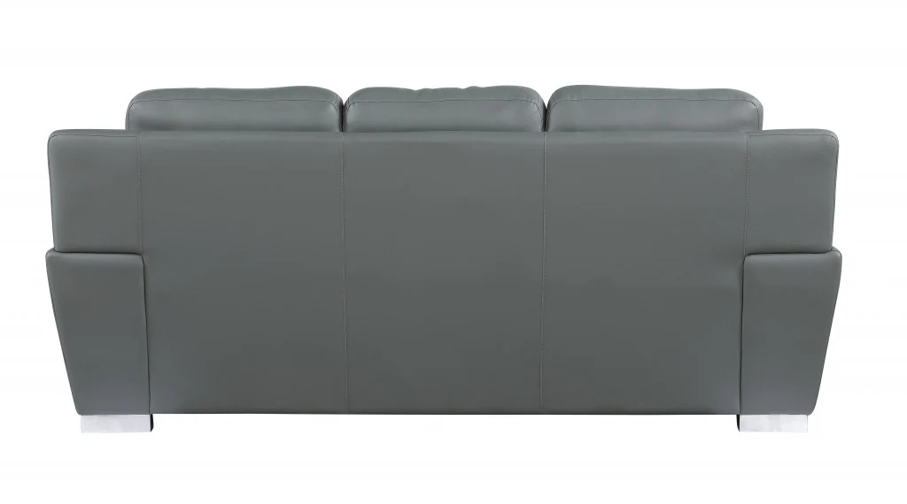37" Chic Grey Leather Sofa By Homeroots - Image 3