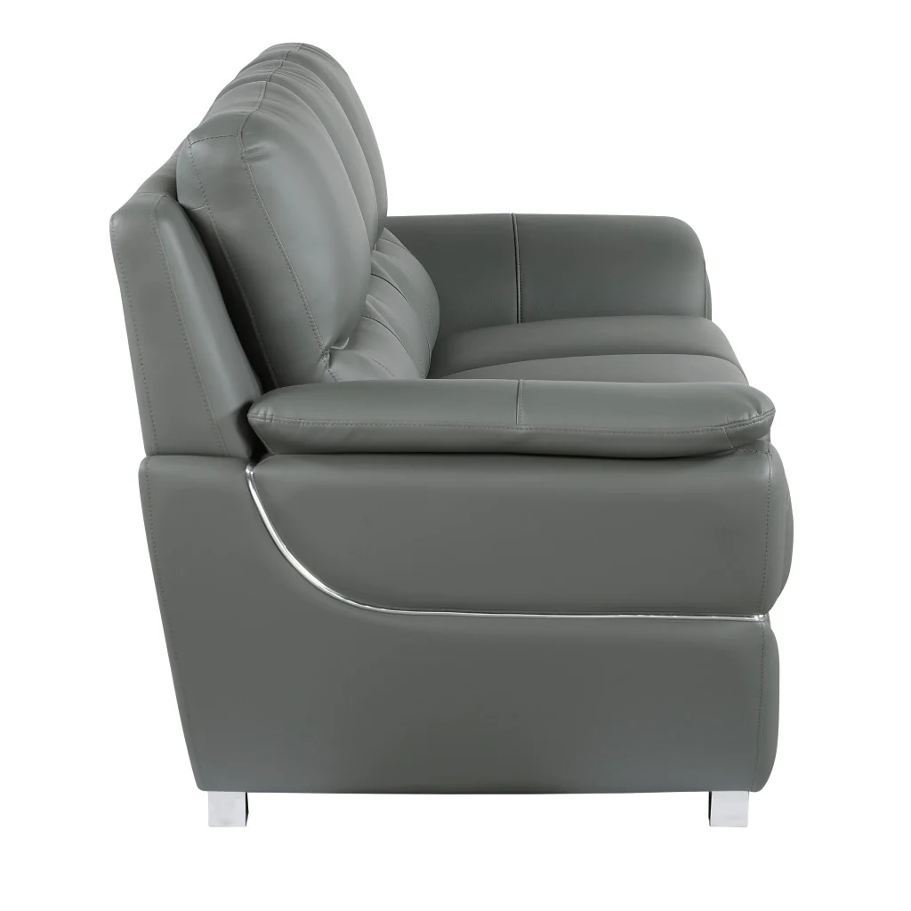 37" Chic Grey Leather Sofa By Homeroots - Image 4