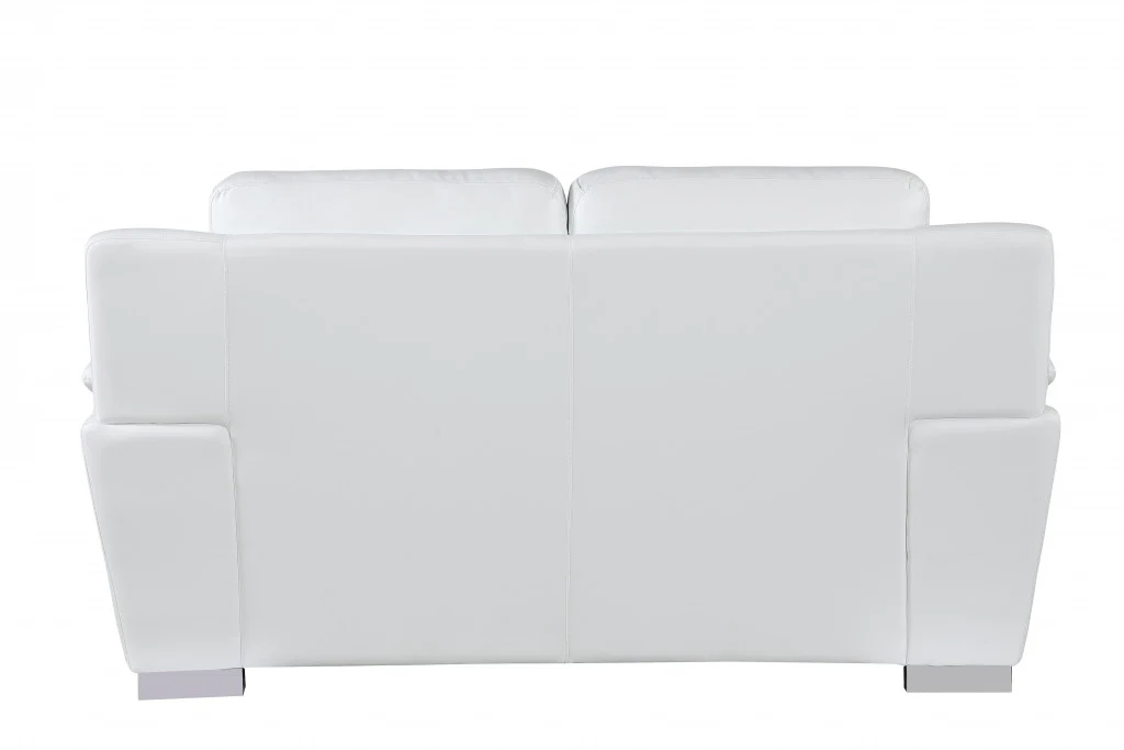 37" Chic White Leather Loveseat By Homeroots - Image 3