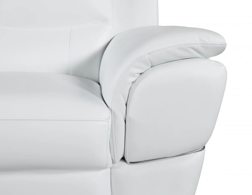 37" Chic White Leather Loveseat By Homeroots - Image 5