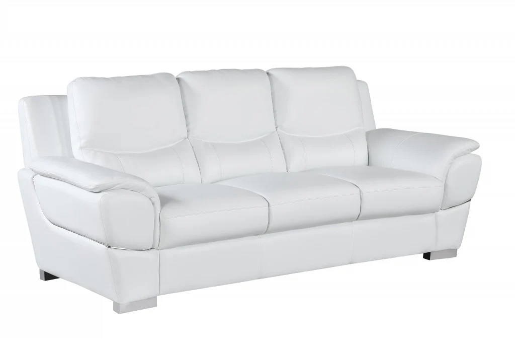37" Chic White Leather Sofa By Homeroots - Image 2