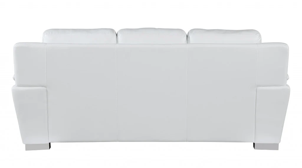 37" Chic White Leather Sofa By Homeroots - Image 3