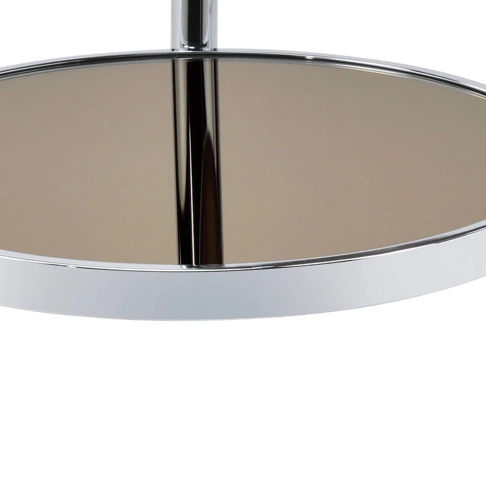 37" Chrome And Silver Mirrored Two Tier Round Mirrored Coffee Table By Homeroots - Image 4