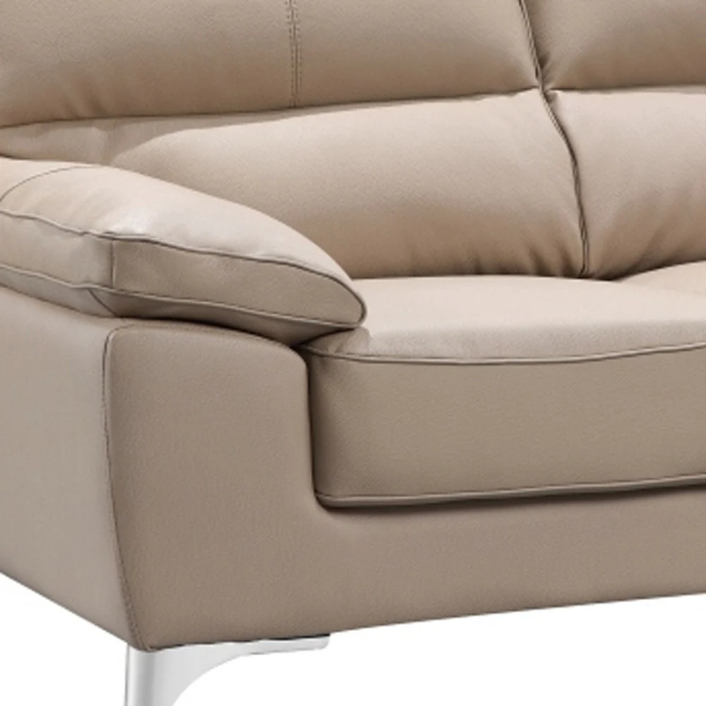 37" Classy Beige Leather Loveseat By Homeroots - Image 3