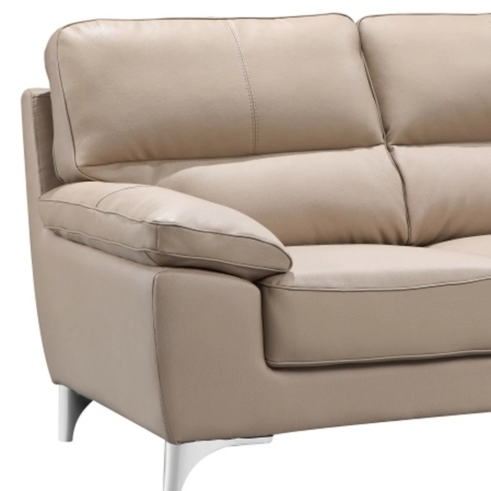37" Classy Beige Leather Loveseat By Homeroots - Image 4