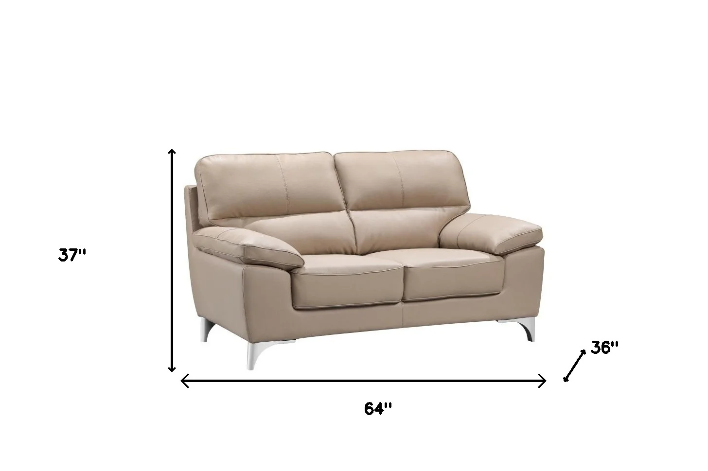 37" Classy Beige Leather Loveseat By Homeroots - Image 5