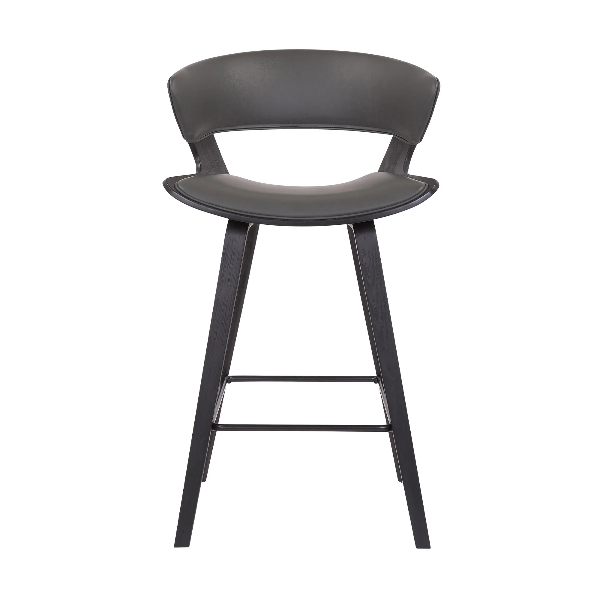 37" Gray And Black Iron Low back Counter Height Bar Chair With Footrest By Homeroots - Image 2