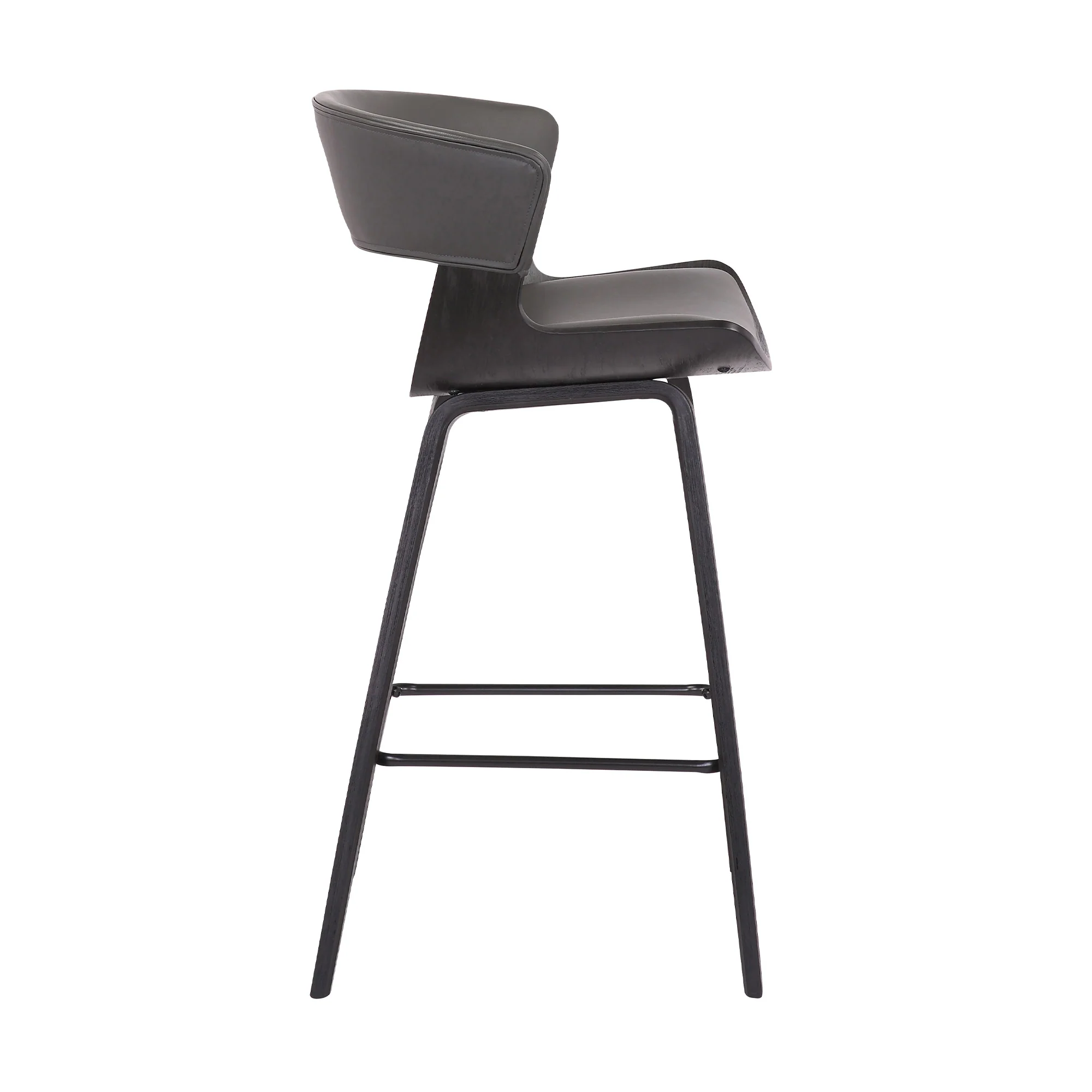 37" Gray And Black Iron Low back Counter Height Bar Chair With Footrest By Homeroots - Image 3