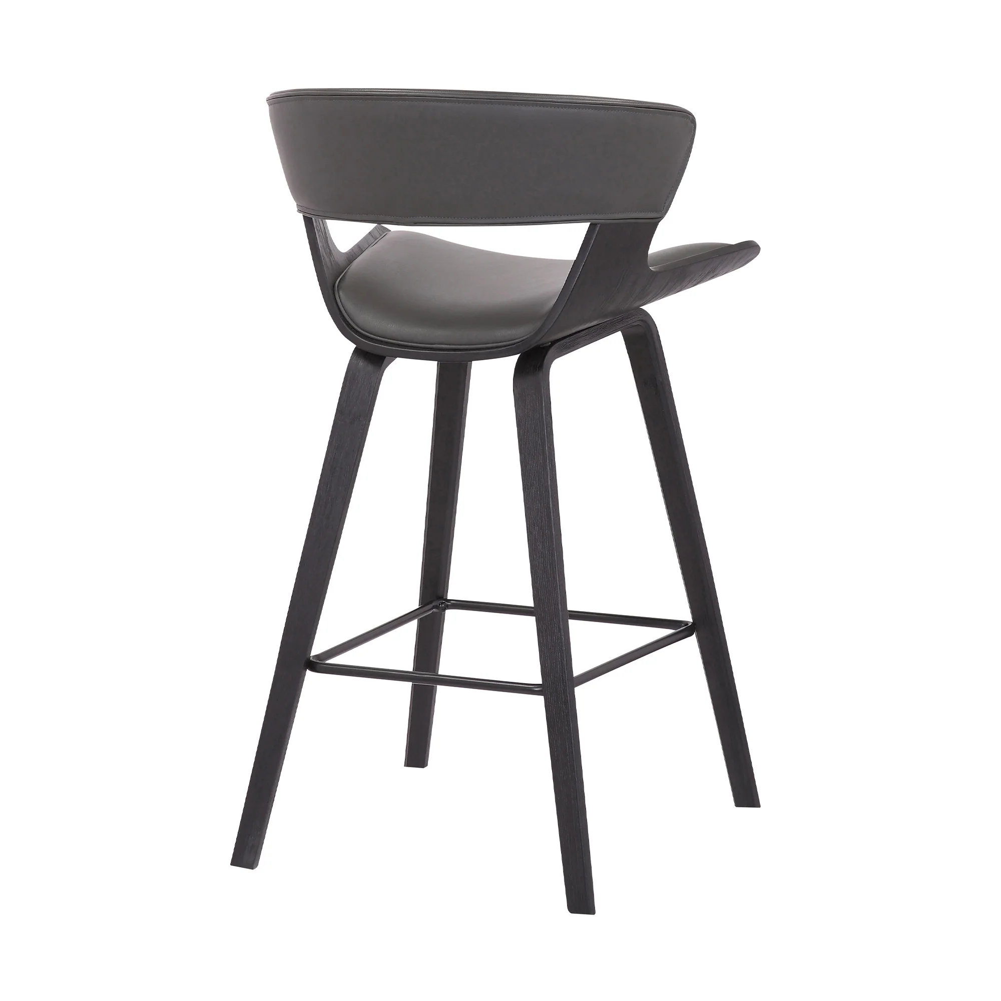37" Gray And Black Iron Low back Counter Height Bar Chair With Footrest By Homeroots - Image 4