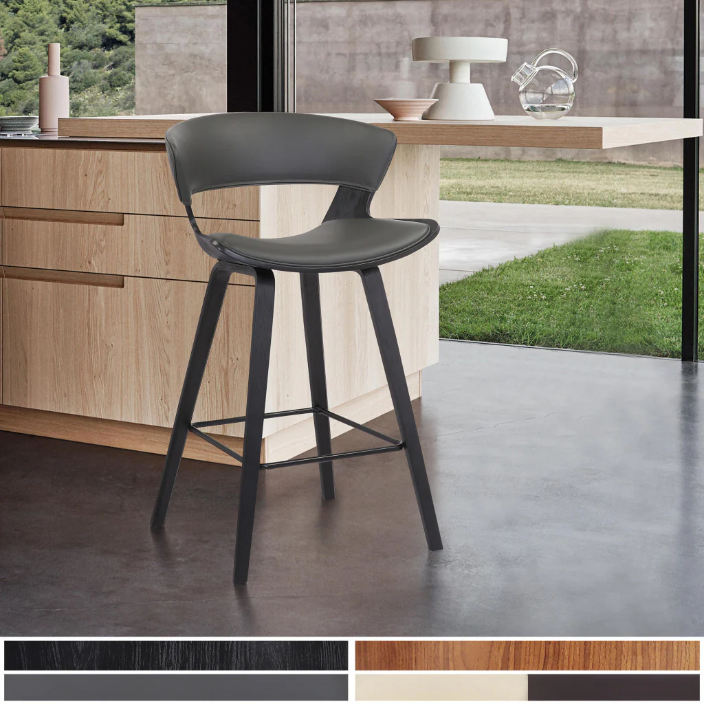 37" Gray And Black Iron Low back Counter Height Bar Chair With Footrest By Homeroots - Image 7