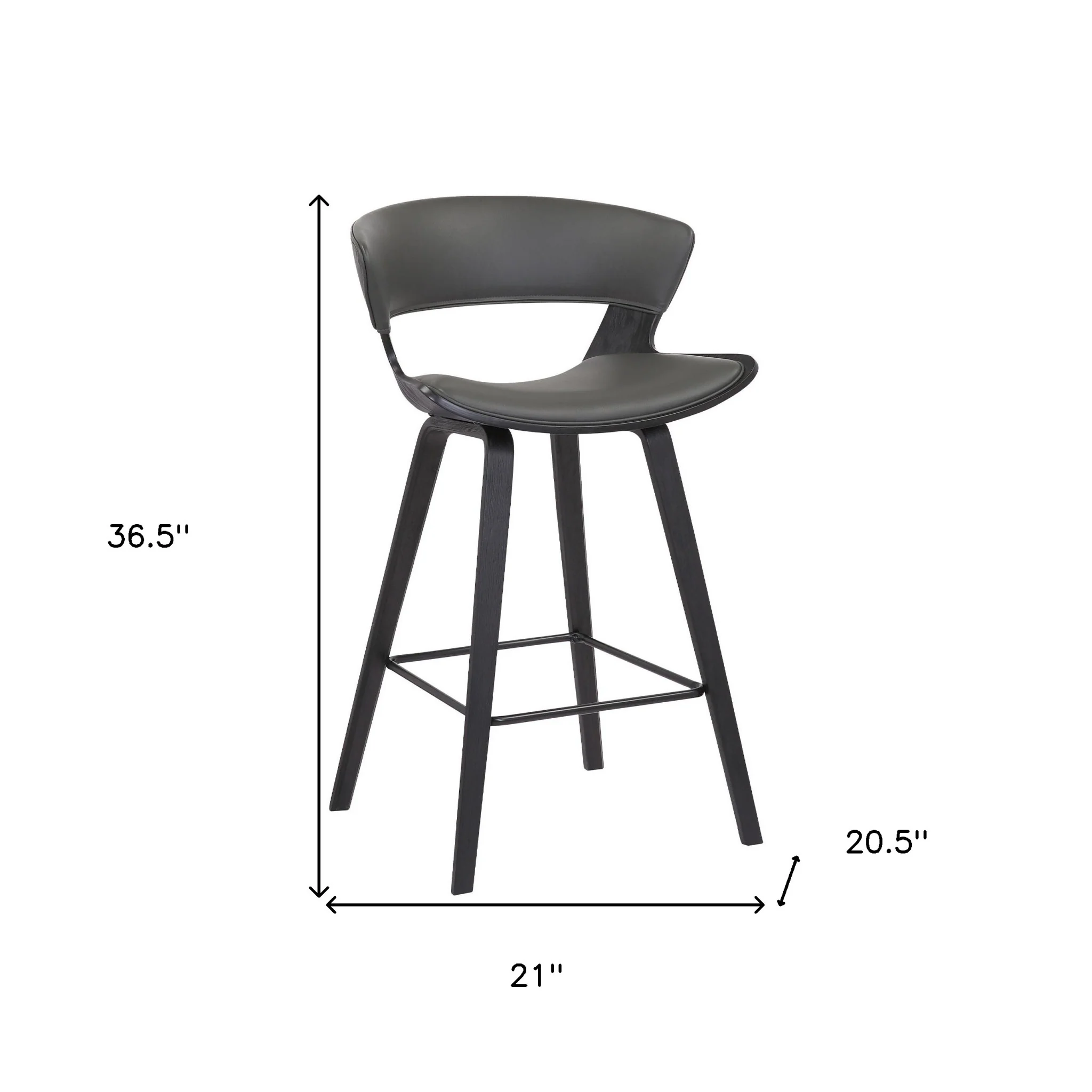 37" Gray And Black Iron Low back Counter Height Bar Chair With Footrest By Homeroots - Image 8