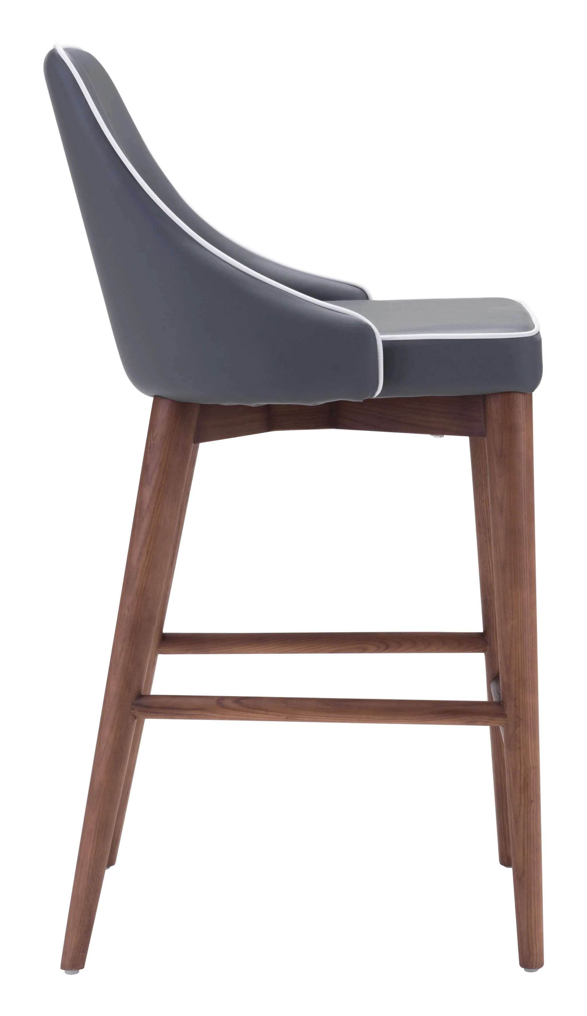 37" Gray And Brown Solid Wood Low Back Counter Height Bar Chair With Footrest By Homeroots - Image 2