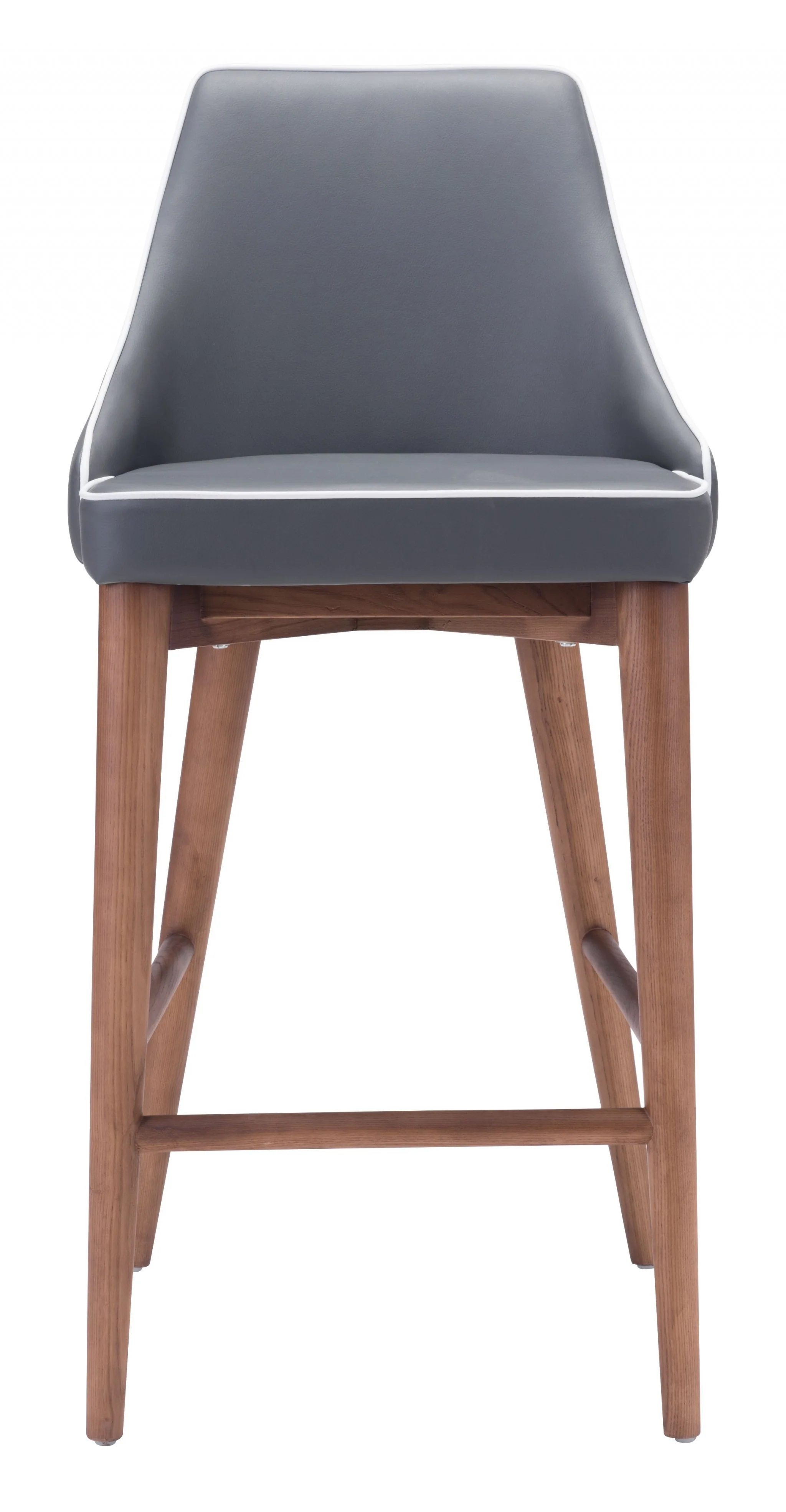 37" Gray And Brown Solid Wood Low Back Counter Height Bar Chair With Footrest By Homeroots - Image 3