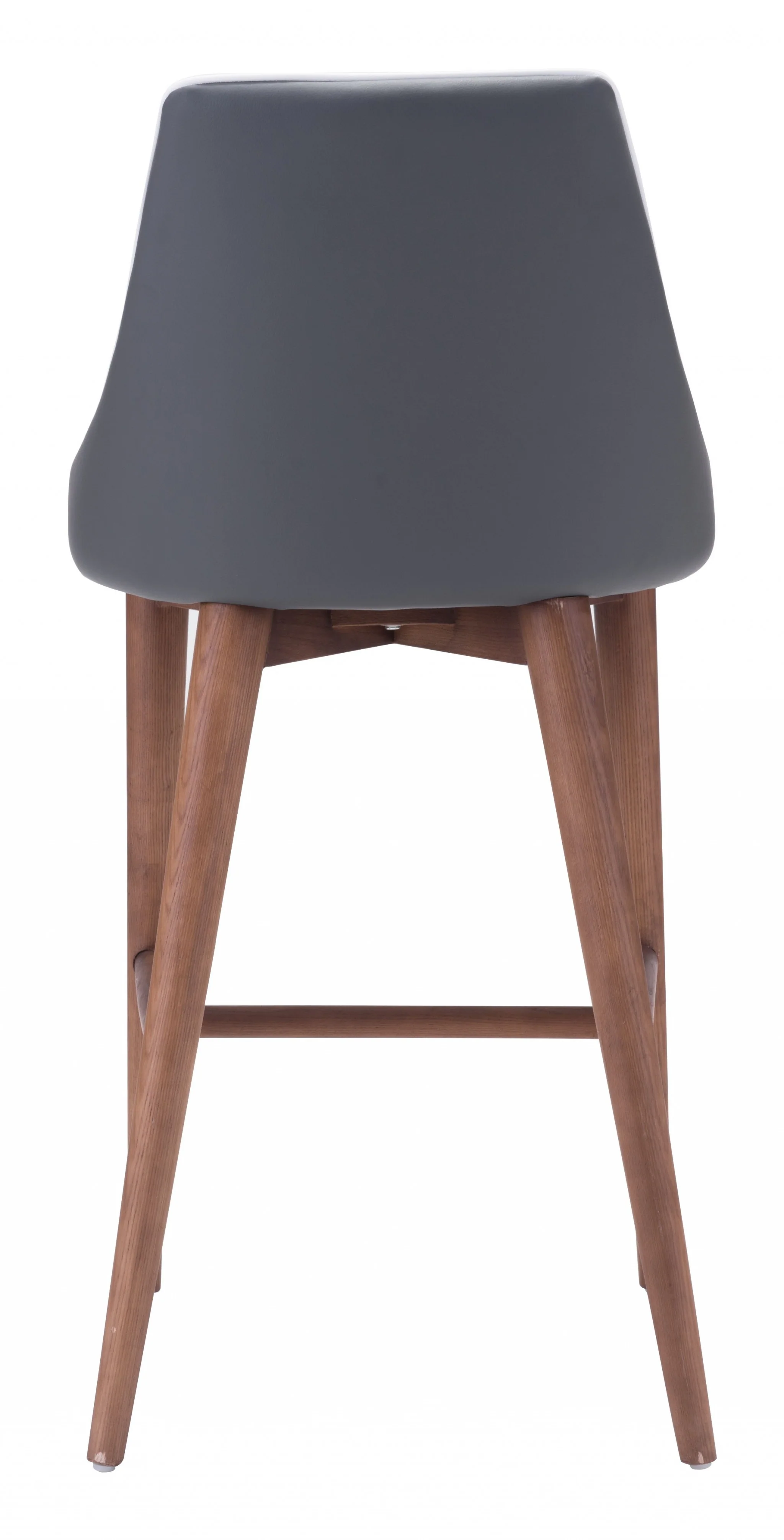 37" Gray And Brown Solid Wood Low Back Counter Height Bar Chair With Footrest By Homeroots - Image 4
